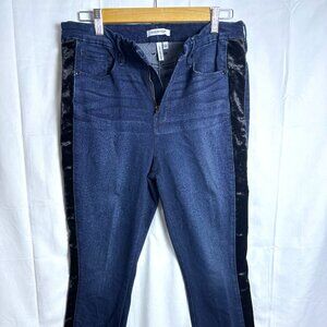 Good American “Good Waist” Velvet-Side-Stripe Skinny Jeans